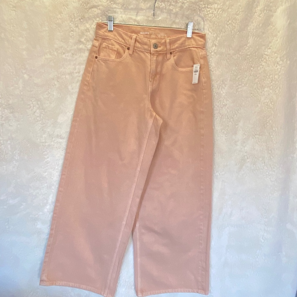Old Navy Baggy Wide Leg Jeans, lovely Peach color - Size 2 Petite (NWT)